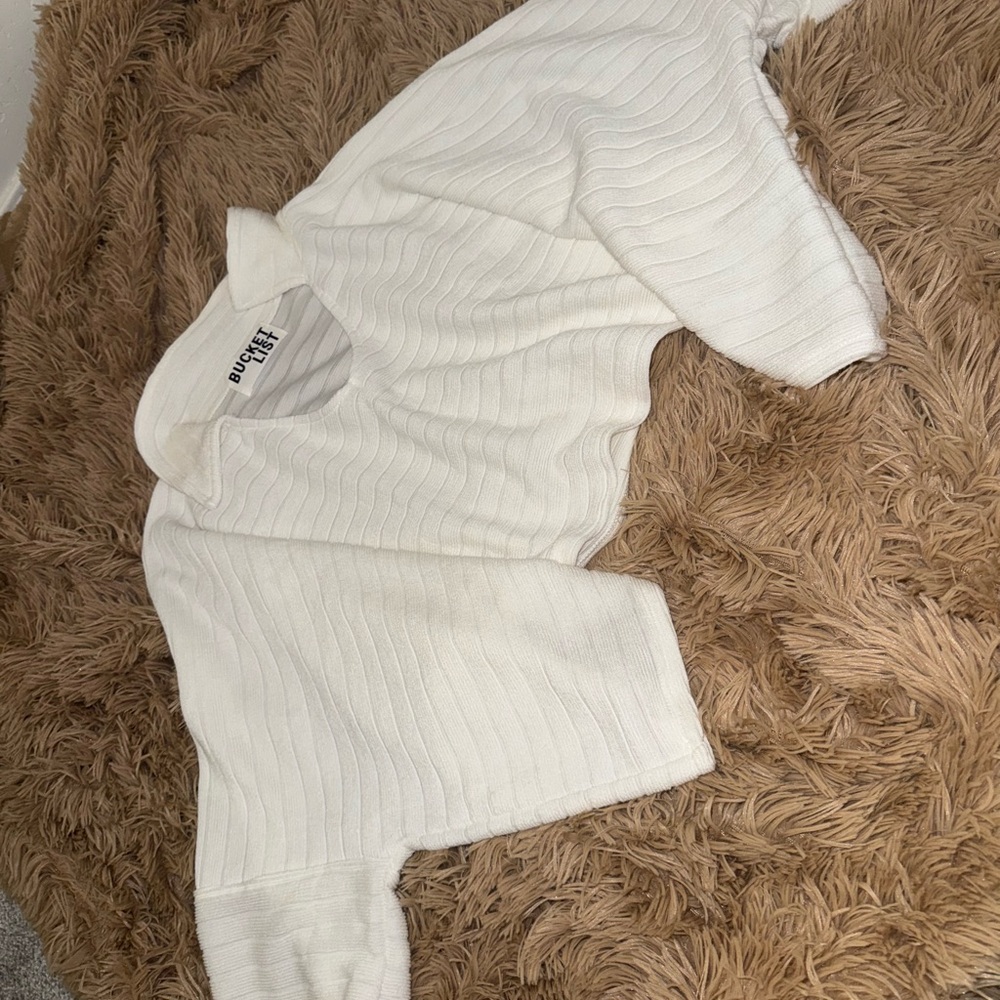🎀🎀BUCKETLIST Cream Knit Top Oversized - Picture 4 of 5